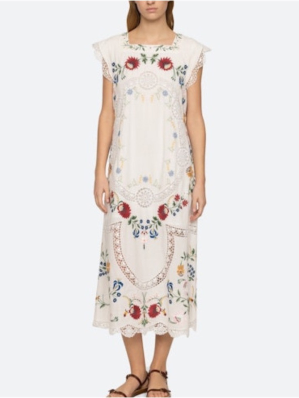 Sea New York Celia Embroidery Tank Midi Dress